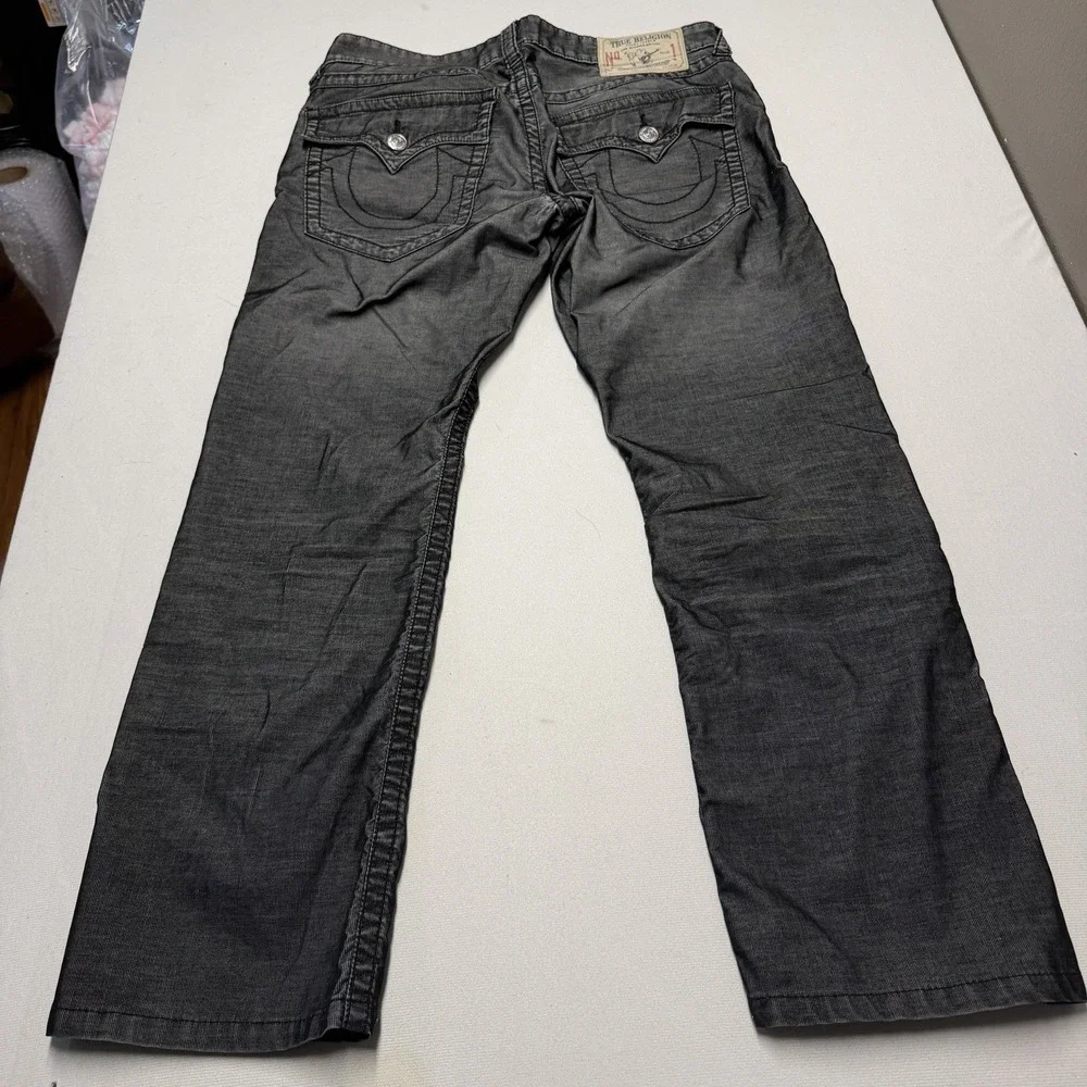 Vintage True Religion Rickey Men's 33x30 Seat 34 Corduroy Jeans Black Gray Y2K